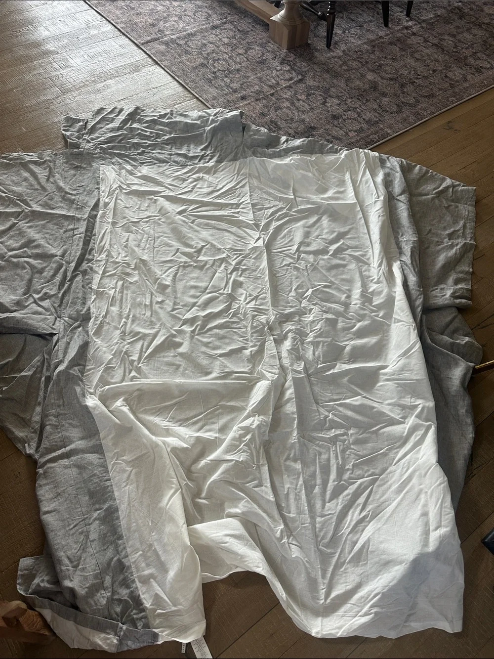 Pottery Barn Gray Linen Bed Skirt